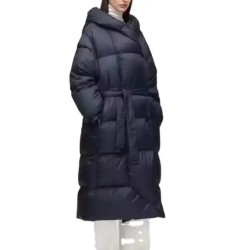 Winter Thickened 90 White Duck Down Over The Knee Length Hooded Zipper Puffer Padded Women's Down Coats