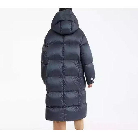 Winter Thickened 90 White Duck Down Over The Knee Length Hooded Zipper Puffer Padded Women's Down Coats