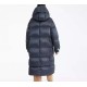 Winter Thickened 90 White Duck Down Over The Knee Length Hooded Zipper Puffer Padded Women's Down Coats