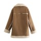 Latest Design Teddy Coat Women Winter Fashion Top Vintage Long Cuff Link Overcoat with Double Wool Lapel Pockets women coat