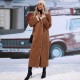 New Fall Winter Clothing Long Turn Down Collar Faux Suede Trench Coat Solid Color Windbreaker Jacket
