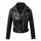  New Arrival Fashion Winter Black Faux Leather Jackets Turn Down Collar Zipper Basic Womens Jacket
