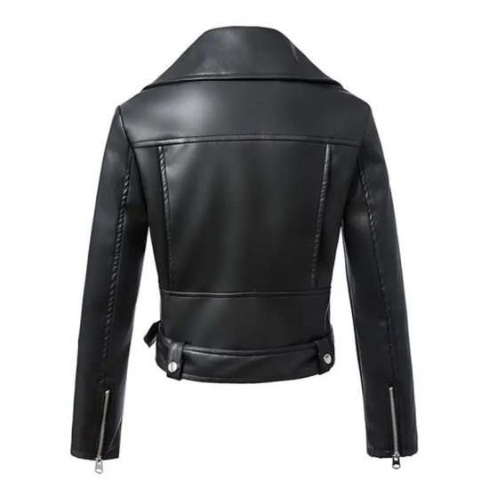  New Arrival Fashion Winter Black Faux Leather Jackets Turn Down Collar Zipper Basic Womens Jacket